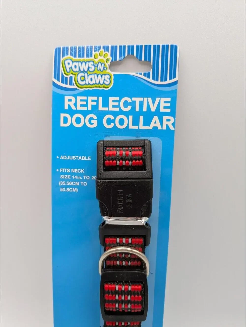 Paws 'N' Claws Reflective Dog Collar Red/Black, 14